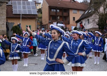 Laudenbach, Main-tauber-kreis, Germany - February 23, 2020: The Carnival Of Laudenbach