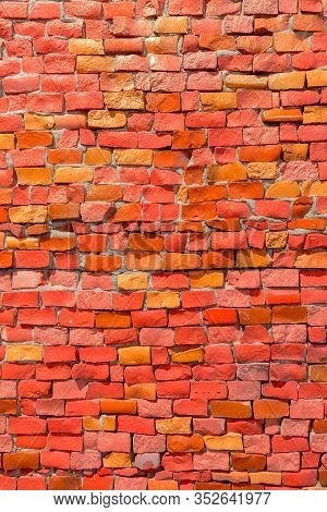 Abstract Background Of Bright, Red And Orange Smalt Mosaic For Your Design With Copy Space And Place
