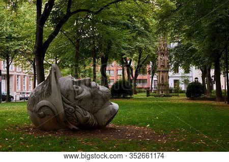 Cologne, Germany - September 5, 2015: St Gereon Head Statue On The Park In Cologne