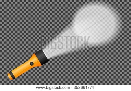 Realistic Flashlight Shining On The Wall, Transparent Vector Illustration - Vector