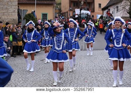 Laudenbach, Main-tauber-kreis, Germany - February 23, 2020: The Carnival Of Laudenbach