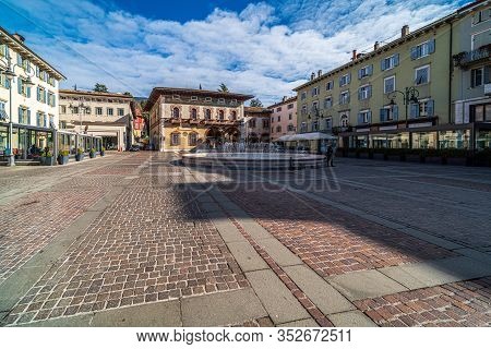 Rovereto, Italy - Feb 20, 2020: Medieval City Street Feb 20, 2020 In Rovereto, Italy. It Is A Landma