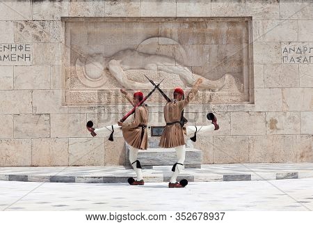 Changing Of The Guard On Syntagma Square In Athens, Greece