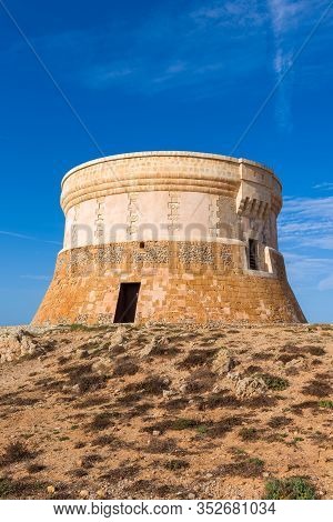 Torre De Fornells, Coastal Defense Tower To Guard The Entrance To Fornells Harbour. Menorca, Spain