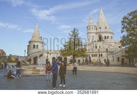Budapest, Hungary - Nov 6, 2019: Fishermans Bastion In The Hungarian Capital City. One Of The Best-k