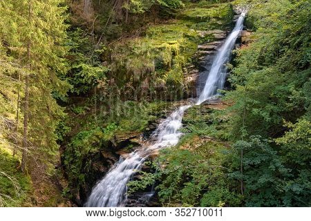 Blurred Water Of Waterfall Of Kamienczyk River - The Highest Waterfall In Polish Giant Mountains