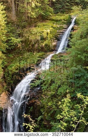 Blurred Water Of Waterfall Of Kamienczyk River - The Highest Waterfall In Polish Giant Mountains