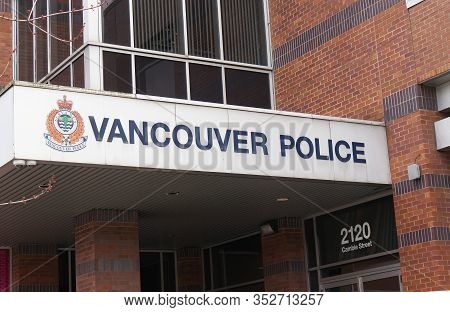 Vancouver, Canada - February 17,2020: Vancouver Police Department Building On Cambie Street In Downt