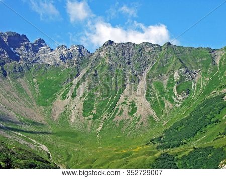 View Of The Ratikon Border Alpine Mountain Massif Or Rätikon Grenzmassiv (oder Raetikon) From Liecht