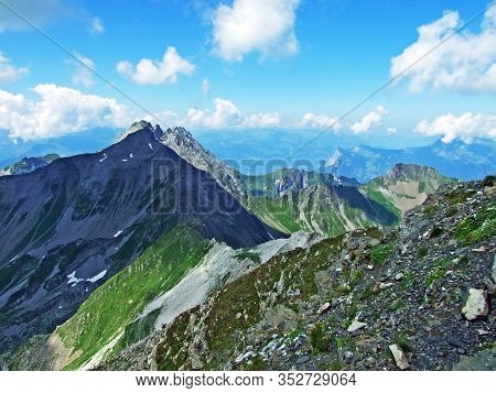 View Of The Ratikon Border Alpine Mountain Massif Or Rätikon Grenzmassiv (oder Raetikon) From Liecht