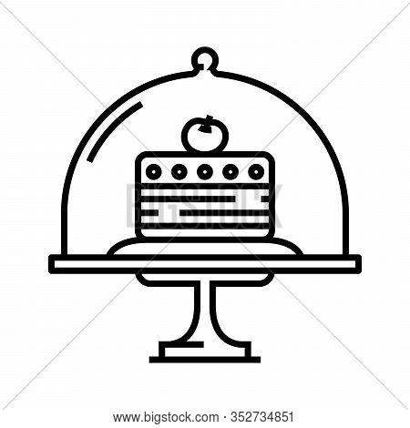 Cerry Cake Line Icon, Concept Sign, Outline Vector Illustration, Linear Symbol.