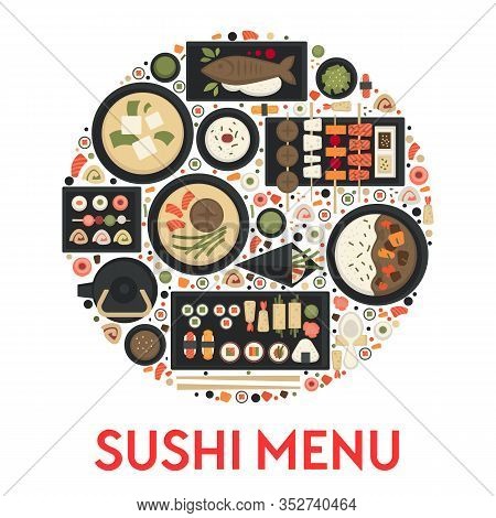Sushi Menu, Japanese Food Restaurant, Green Tea And Rolls