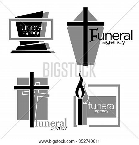 Interment And Burial, Funeral Agency Services Isolated Icons