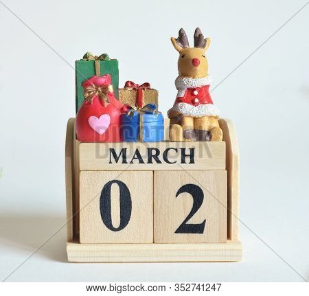 March 2, Icon, Christmas, Birthday With Number Cube Design For Background.