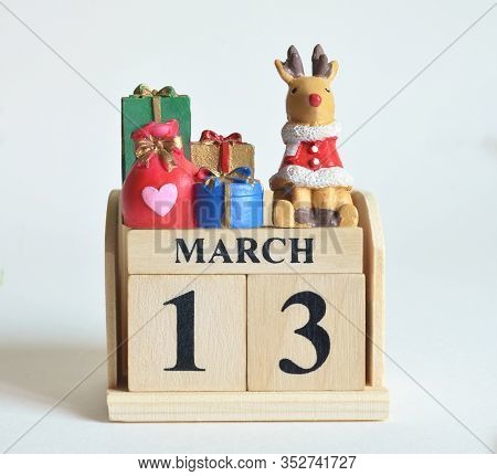 March 13, Icon, Christmas, Birthday With Number Cube Design For Background.