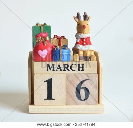 March 16, Icon, Christmas, Birthday With Number Cube Design For Background.