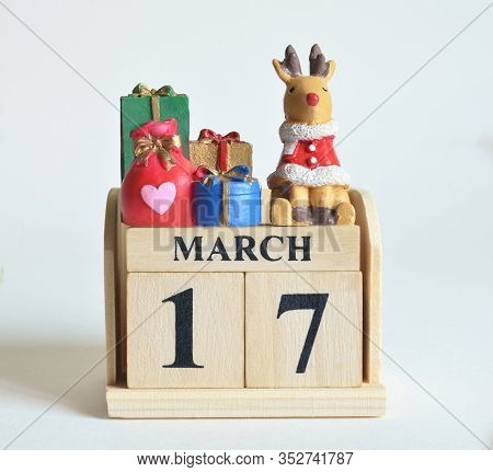 March 17, Icon, Christmas, Birthday With Number Cube Design For Background.