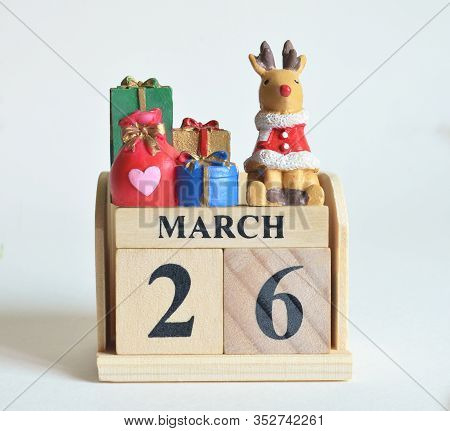 March 26, Icon, Christmas, Birthday With Number Cube Design For Background.