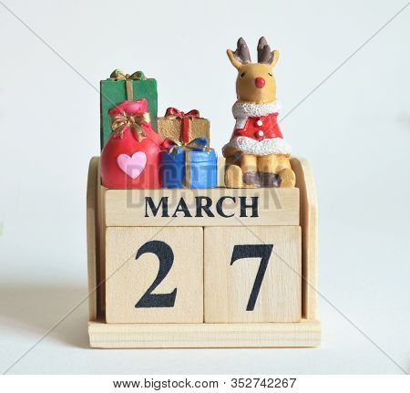 March 27, Icon, Christmas, Birthday With Number Cube Design For Background.