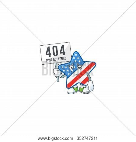 Cheerless Face Usa Star Mascot Style Design Raised Up A Board