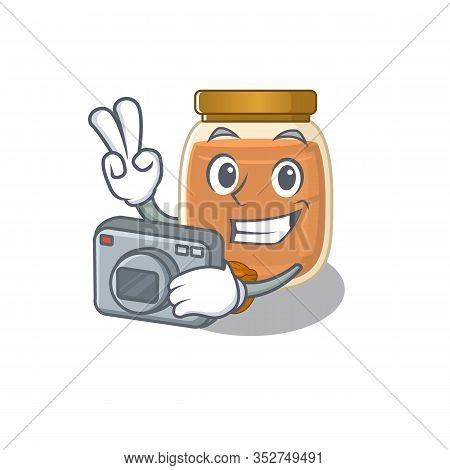 Cool Photographer Walnut Butter Character With A Camera