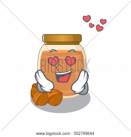 Romantic Falling In Love Walnut Butter Cartoon Character Concept