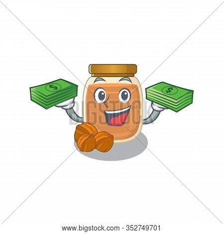 Cool Rich Walnut Butter Character Having Money On Hands