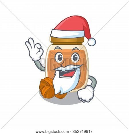 Walnut Butter In Santa Cartoon Character Style With Ok Finger