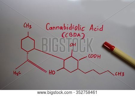 Cannabidiolic Acid (cbda) Molecule Written On The White Board. Structural Chemical Formula. Educatio