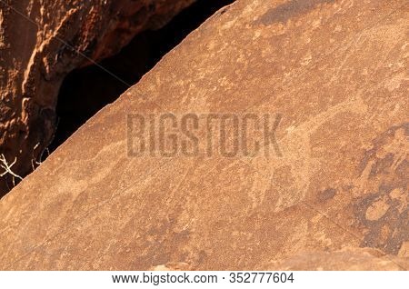 Detail Of The Prehistoric Rock Paintings Of The San People In Western Namibia, Near Twyfelfontein.