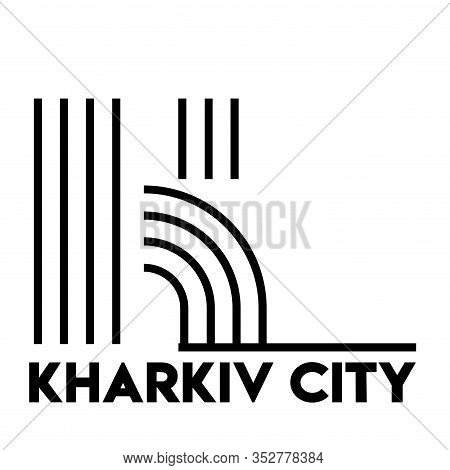 Logo In The Style Of A Flat Design On The Theme Kharkov City. Lettering.