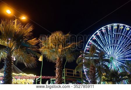 Parko Paliatso Luna Park In Cyprus At Night.