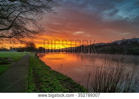 Beautiful Sunrise Over Suir River In Carrick-on-suir,county Tipperary,ireland.