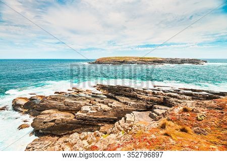 Picturesque View Of Kangaroo Island Coast With Sea Lions On The Rocks, South Australia