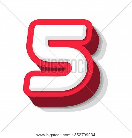 3d Bold Funny Number 5, Heavy Type For Modern Super Hero Monogram, Prize Logo, Comic Graphic, Fun An