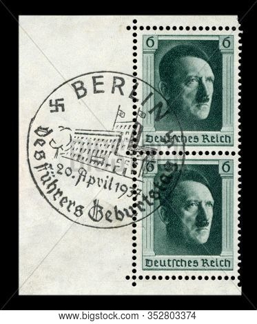 Germany - 20 April 1937: German Historical Stamp: 48th Birthday Of Adolf Hitler With Special First D