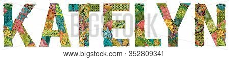 Female Name Katelyn. Vector Decorative Zentangle Object