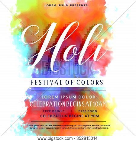 Happy Holi Celebration Invitation Background Design Illustration