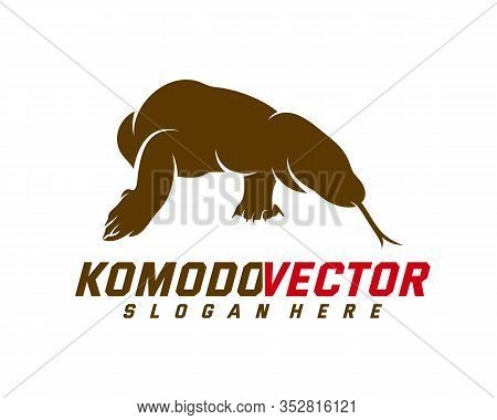 Komodo Dragon Logo Design Template. Graphic Animal Illustration.