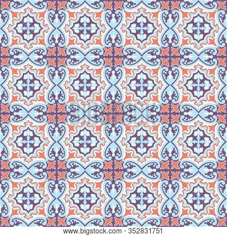 Abstract Floral Seamless Pattern. Geometric Asian Ornament. Traditional Floral Oriental Tile Ornamen