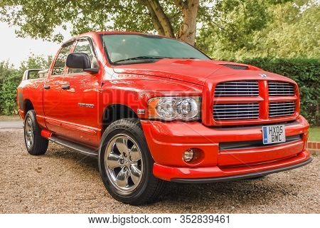 Camberley, Uk - September 6: Powerful Dodge Ram 1500 Hemi Pickup Truck In Camberley, Uk On Sept 6, 2