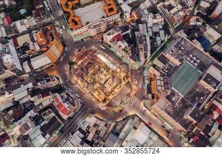 Yunlin, Taiwan - December 11th, 2019: aerial view of famous Beigang Chaotian Temple, Yunlin, Taiwan, Asia