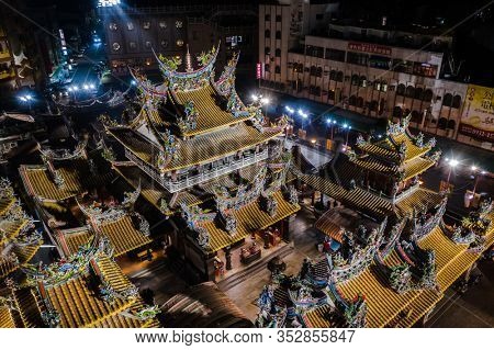 Yunlin, Taiwan - December 11th, 2019: aerial view of famous Beigang Chaotian Temple, Yunlin, Taiwan, Asia