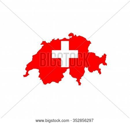 Swiitzerland Map, Flag. Vector Illustration, Flat Design.