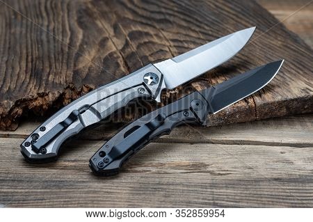The Reverse Side Of The Knives. American Knives. Black And White Knife.