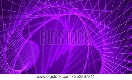 Abstract Futuristic Tunnel. Connection Structure With Connection Dots And Lines. 3d Rendering.