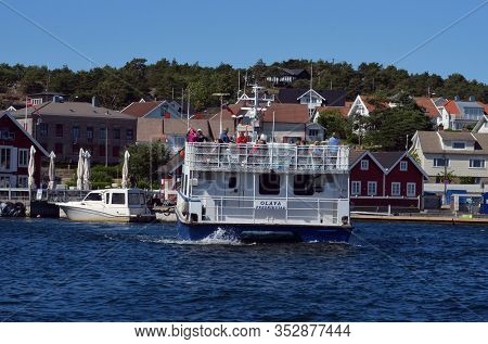 Marina of the Norwegian fishing town Hvaler . June 19,2018. Hvaler,Norway