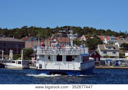 Marina of the Norwegian fishing town Hvaler . June 19,2018. Hvaler,Norway