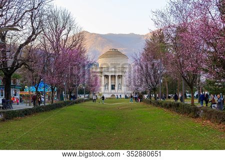 Como, Italy - March 10, 2019: The Tempio Voltiano - Museum Dedicated To Alessandro Volta, A Prominen