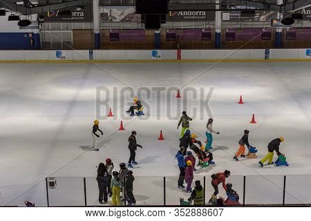 Palau Del Gel, Canillo, Andorra :  2020 Feb 26 : People Skating Having Fun In The Palau Del Gel De C